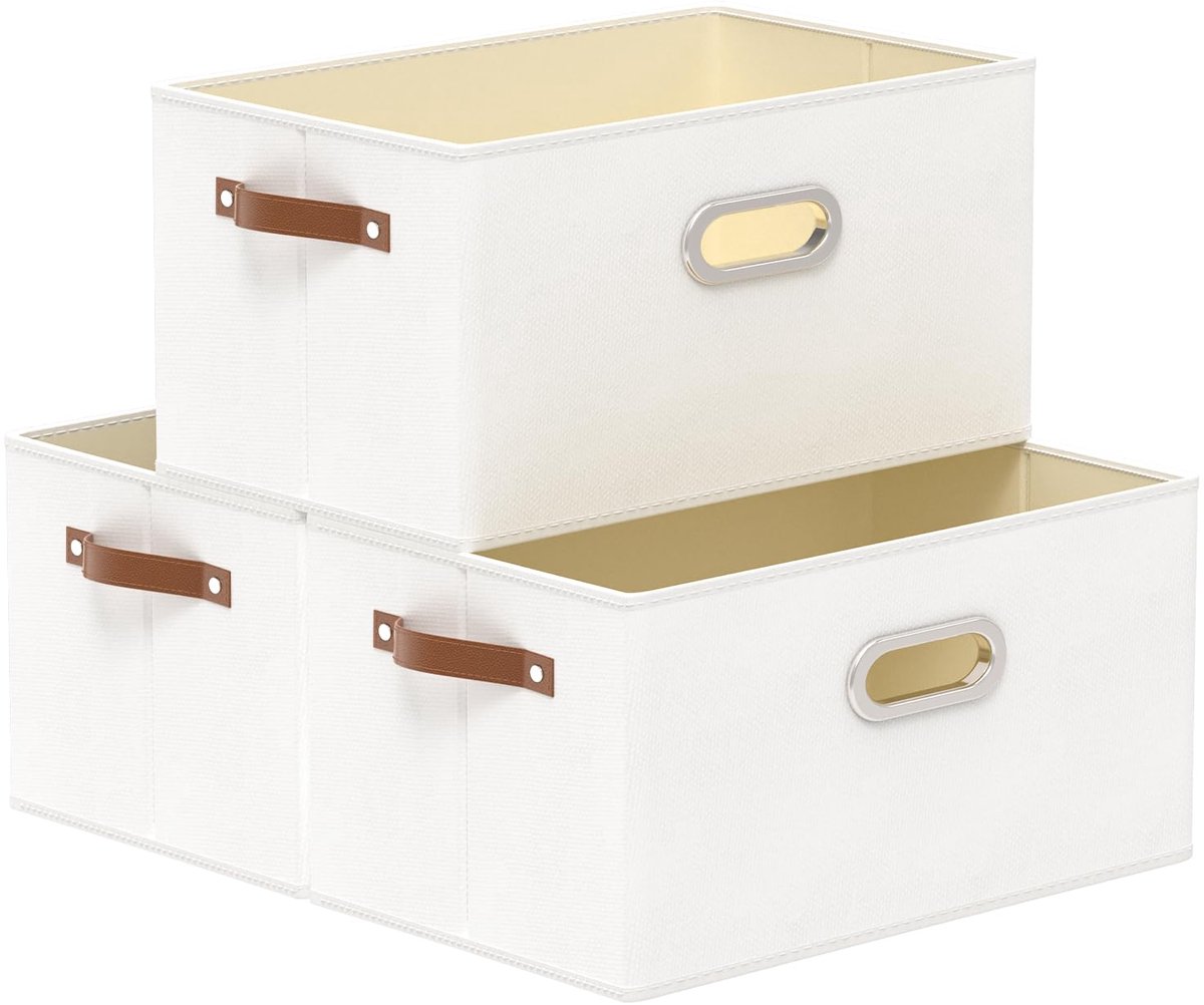 Unyqoos® Set van drie opvouwbare stoffen opbergmanden met handgrepen voor kleding