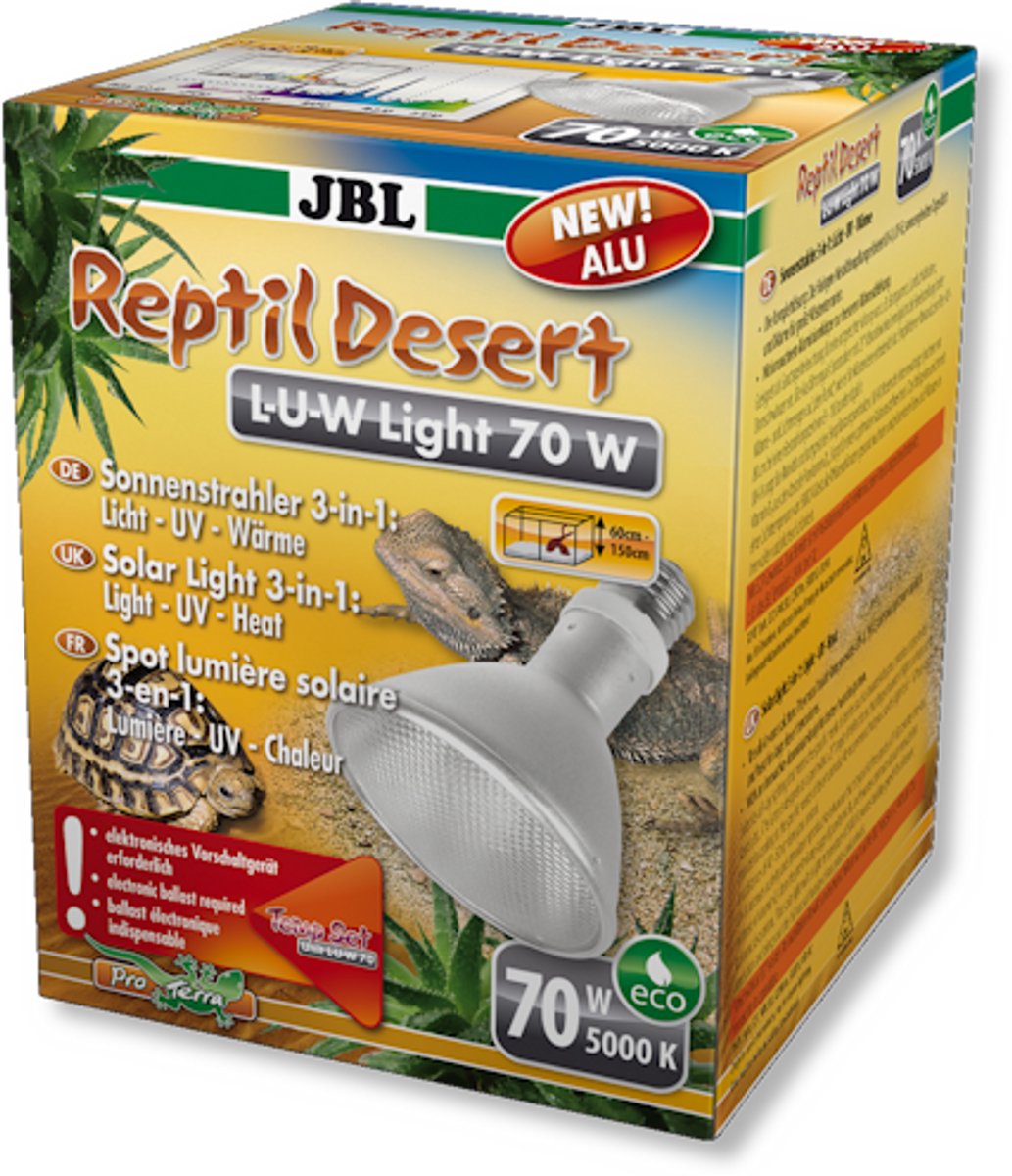 JBL ReptilDesert L-U-W Light aluminium 35W | 70W volspectrum terrariumlamp voor woestijnreptielen 70W