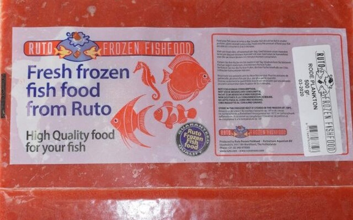 Ruto Rood plankton diepvriesvoer flatpack 500 gram voor zeevissen en ongewervelden Diepvries
