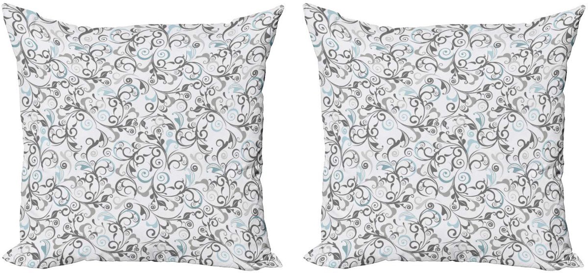 ABAKUHAUS Kussenhoes 2x50x50 cm – Antieke Curls – Grijs Blauw