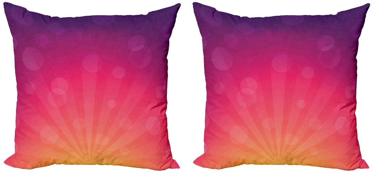 ABAKUHAUS Kussenhoezen Set van 2 – 50x50 cm – Ombre Multicolor – Rits Oranje