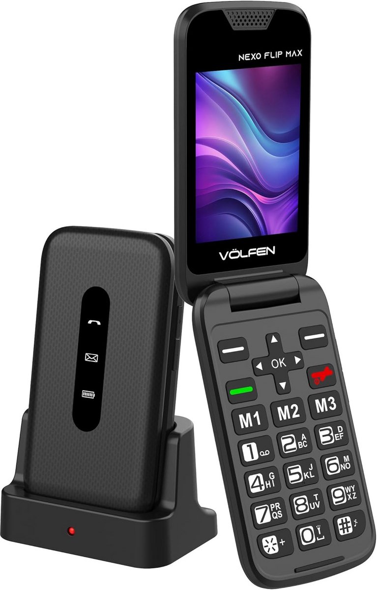 Senioren Telefoon Klapmodel met Grote Toetsen en Oplaadstation - USB-C