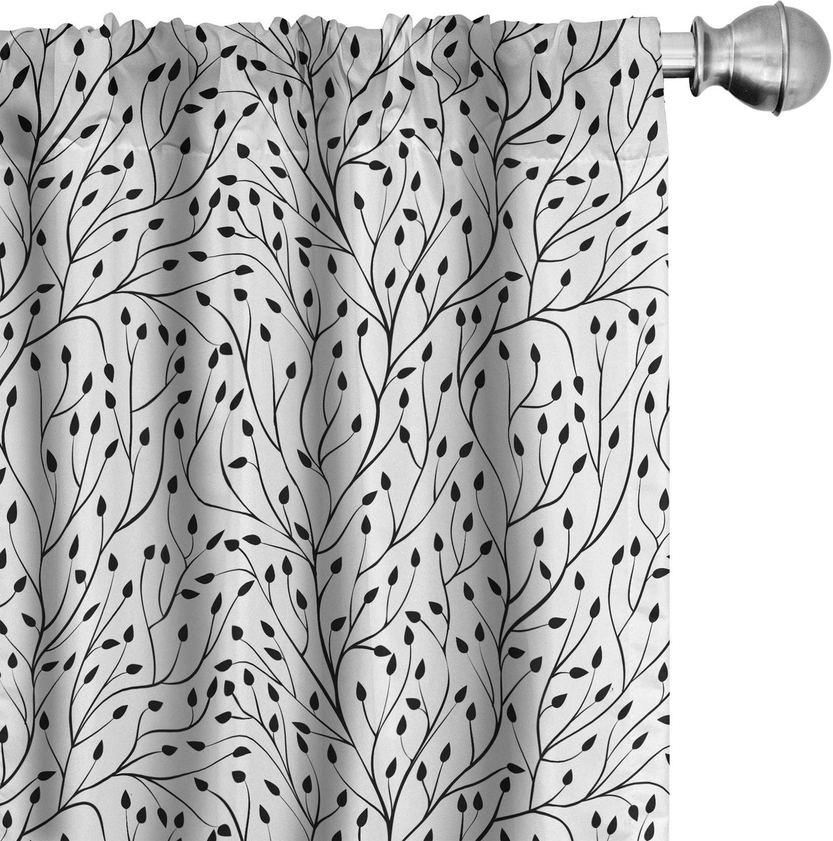 ABAKUHAUS Gordijnen zwart-wit – 2-delige set 75x225 cm, microvezel Wit Zwart