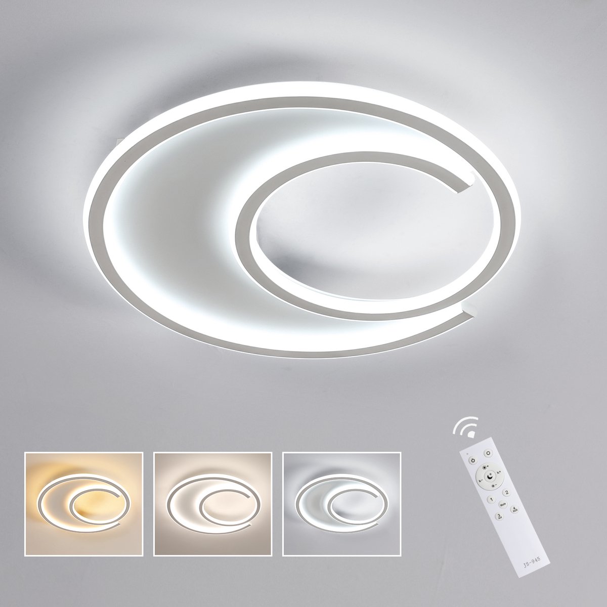 Haobosic - Moderne minimalistische witte plafondlamp 43x43x5cm dimbaar 220V