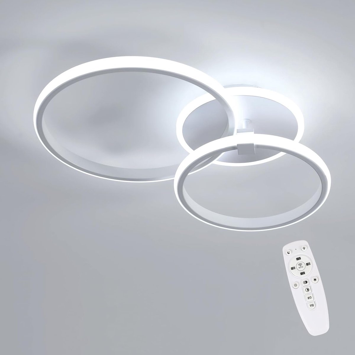 Haobosic - Dubbele Ronde Acryl Plafonlamp - Wit - 42W - Dimbare 3000-6500K