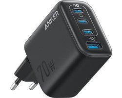 Anker Zolo Oplader – 4-Poorts Voedingsadapter Met Supersnelle 70 W, Compact En Stevig (Kabel Niet Inbegrepen)