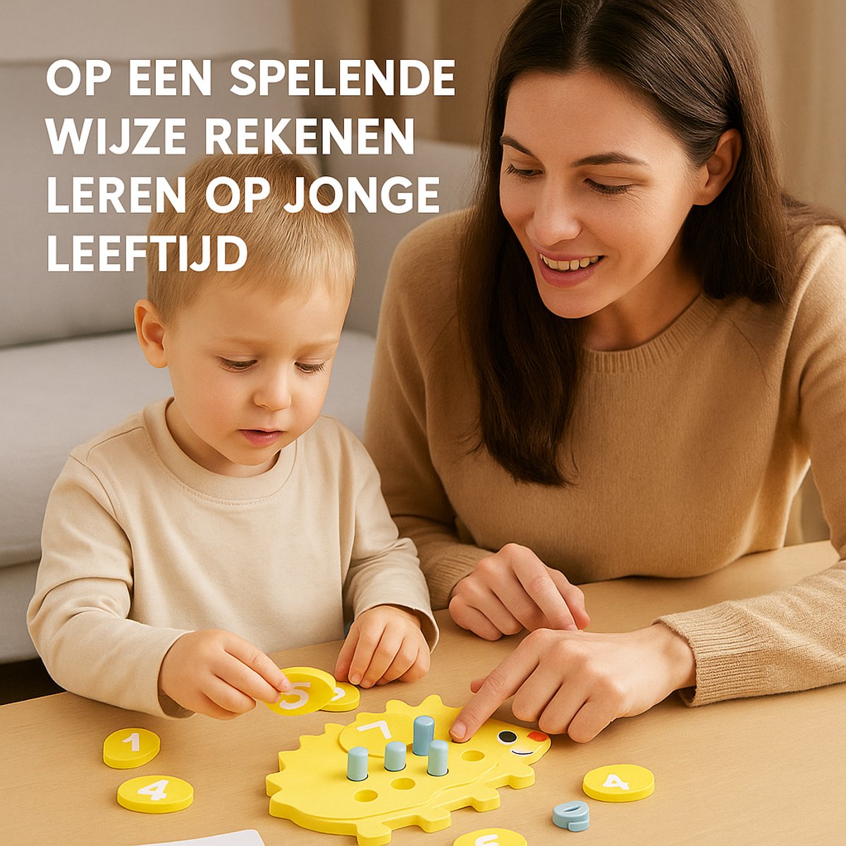 Educatief Rekenspeelgoed – Montessori - Houten Egel Rekenspel – Montessori Telspel – Leren Rekenen – Cadeau – Speelgoed 3+ — afbeelding 4