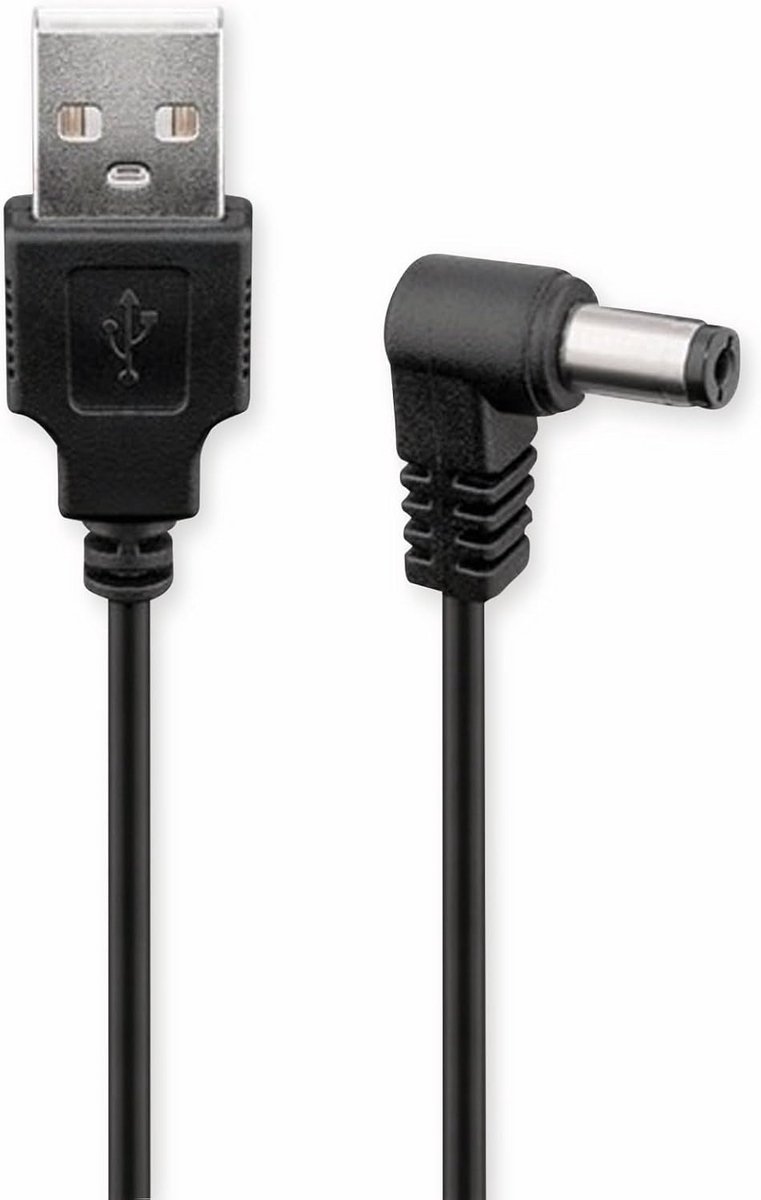 USB-A naar DC Holle Stekker Voedingskabel 5.5 x 2.1 mm, 1 Meter