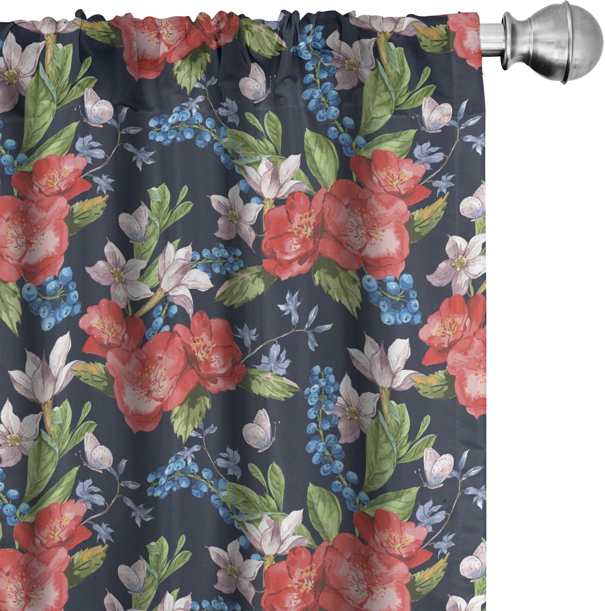 ABAKUHAUS Bloemen gordijnen – 2x75x175 cm – microvezel – halverduisterend – digitaal bedrukt – veelkleurig Meerkeuring