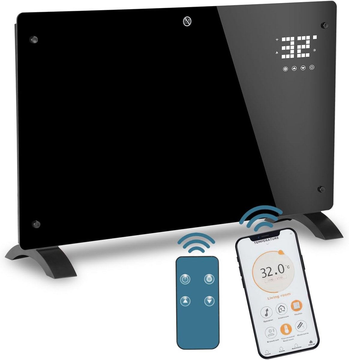 Krachtige Elektrische Convectorverwarming (2000W) met Thermostaat, App- en Afstandsbediening - Staand of Wandmontage