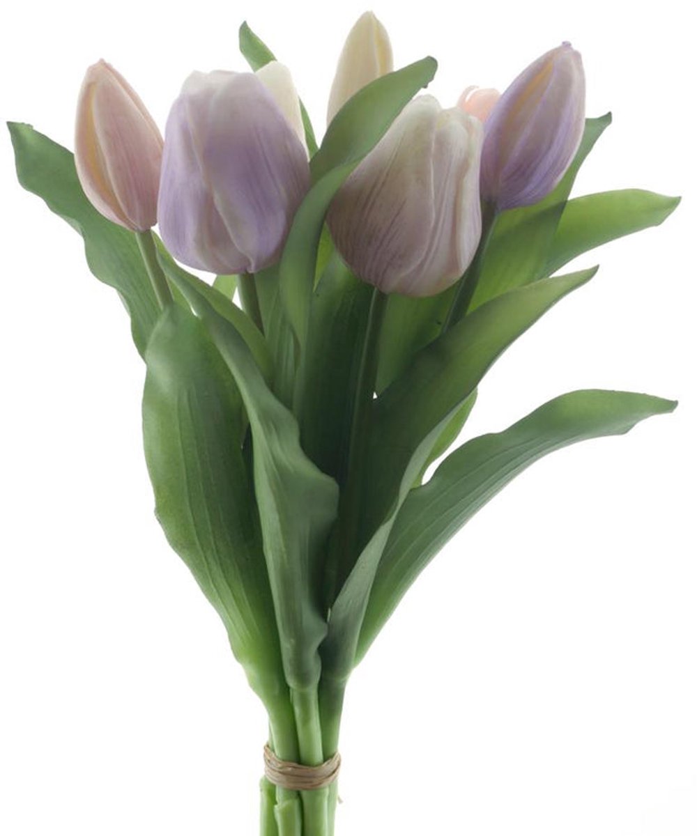 7 kunst tulpen Vermeer-boeket van 7 purple/laven combo kunsttulpen-Real Touch Vermeer tulip bundle Sally X7 purple/laven combo 31cm