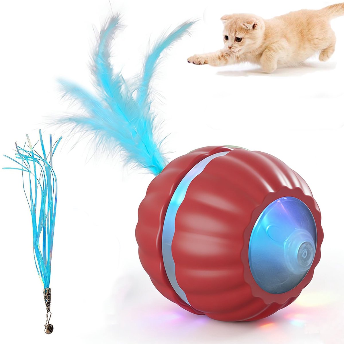 IMPERATORIS® Elektrisch Kattenbalspeelgoed – Interactief Kattenspeeltje / Automatisch Rollend Slim Speelgoed voor Katten – Oplaadbaar – Voor Interactief Spelen Binnenshuis – Geschikt voor Tapijt – 1 stuks