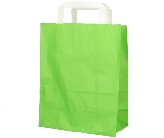 Cadeautas papier groen - 50 stuks - 22x11x28cm - Groen - Geschenktas - Giftbag - Met handvatten