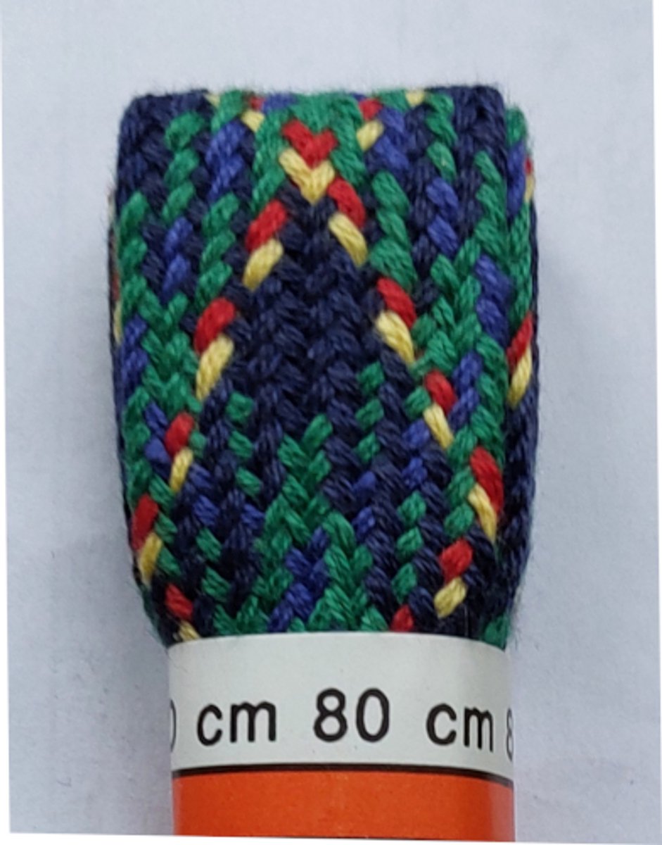 Bunnies Veter - Blauw/Groen/Rood/Geel - Meerkleurig - Plat - Extra Breed - Lengte 80 cm - Breedte 16 mm - Schoenveter