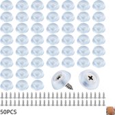 50 stuks - Rubberen voetjes voor snijplanken - ronde antislip voetjes - met roestvrijstalen schroeven - voor snijplanken, meubels en keukenapparaten - transparant - 17×6mm
