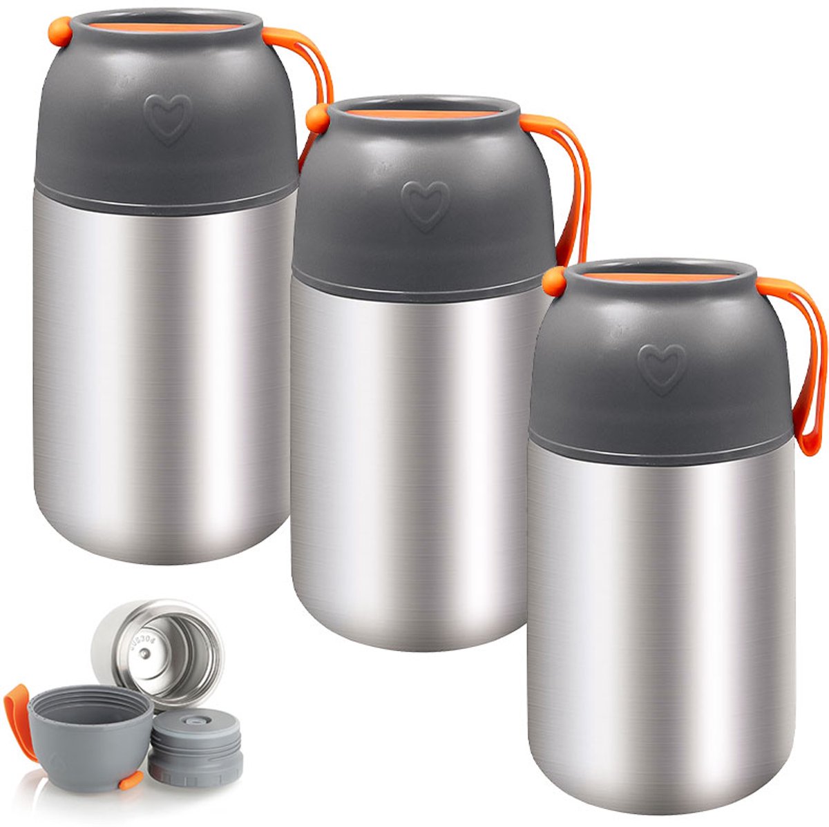 Thermos Voedselcontainer met Lepel - Thermoskan - Thermosfles - Voedsel container voor soep, noodles, babyvoeding, havermout, ijs en meer - Thermosbeker voor het meenemen van eten - 650ml - 3 Stuks