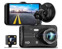 Dashcam - Dual Dashcam voor Auto - Voor en Achter - 1080P, 4-inch 2.5D IPS-schermFull HD - Parkeermodus - 170° wijdhoeklens Full HD-autocamera, nachtzicht, bewegingsdetectie en G-sensor