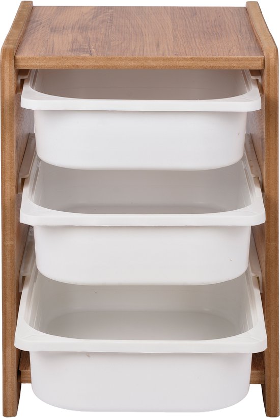 COSTWAY Kinderrek met 4 verdiepingen, speelgoedrek met 8 opbergdozen, 2 COSTWAY Kinderrek met 4 verdiepingen, speelgoedrek met 8 opbergdozen, 2