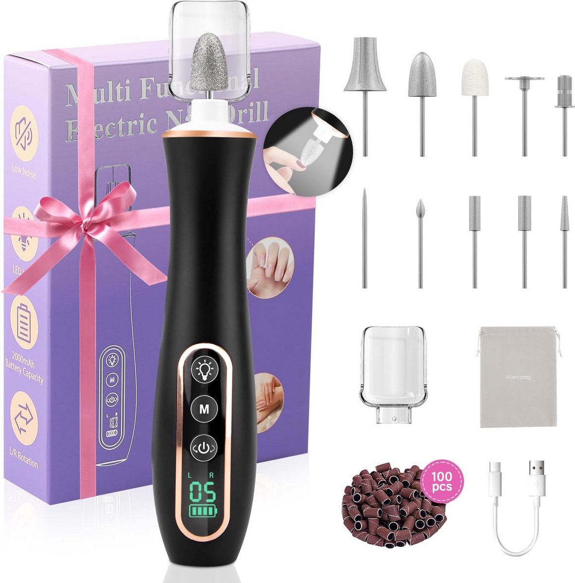 Draadloze Elektrische Nagelvijl Set - 10-in-1 Manicure & Pedicure voor Gel- en Acrylnagels