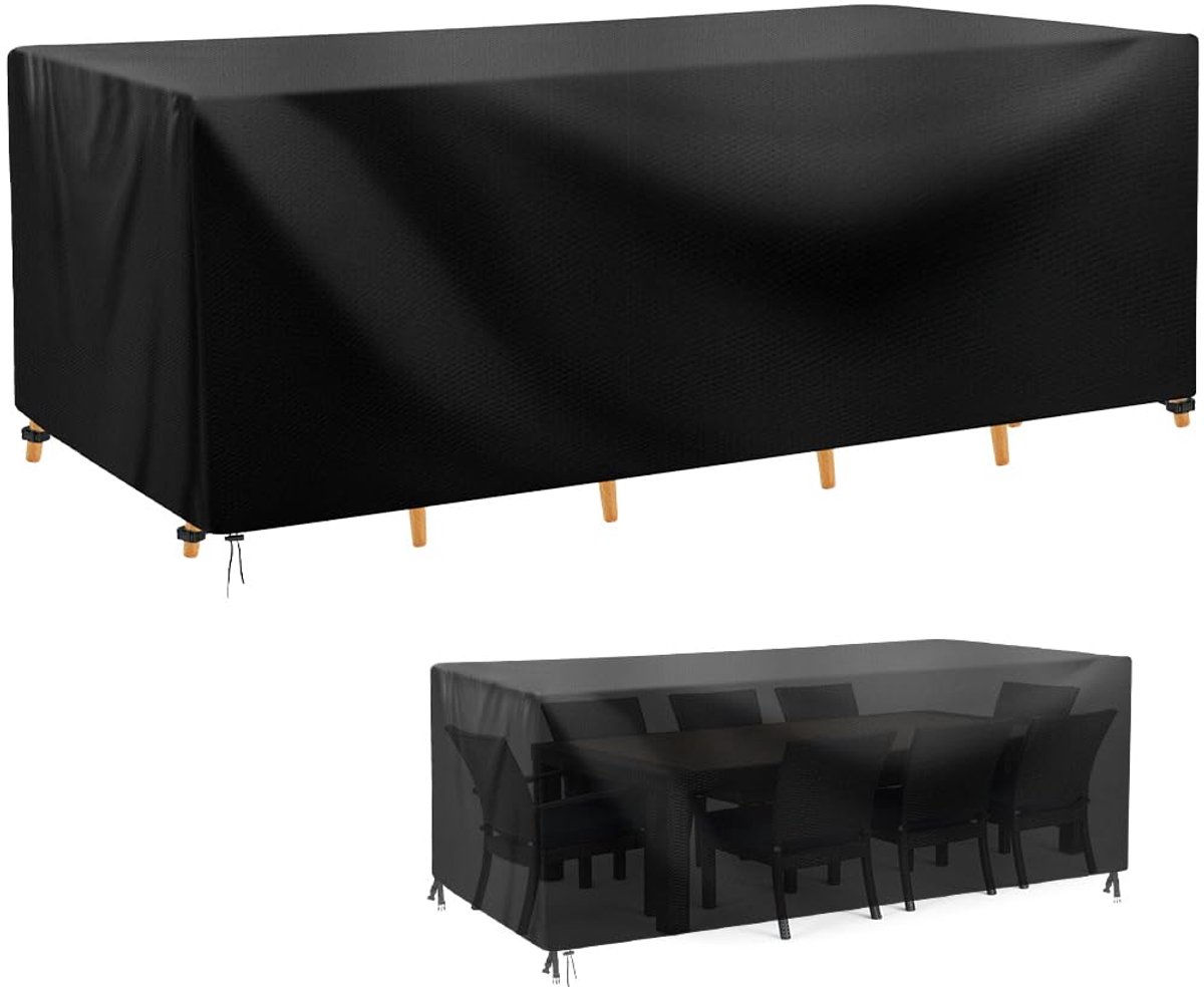 Imperatoris Tuinmeubelhoes - Beschermhoes voor Tuinset - Waterdicht en UV-bestendig - Afdekzeil voor Tuinmeubelen afdekken - Zwart Zwarte