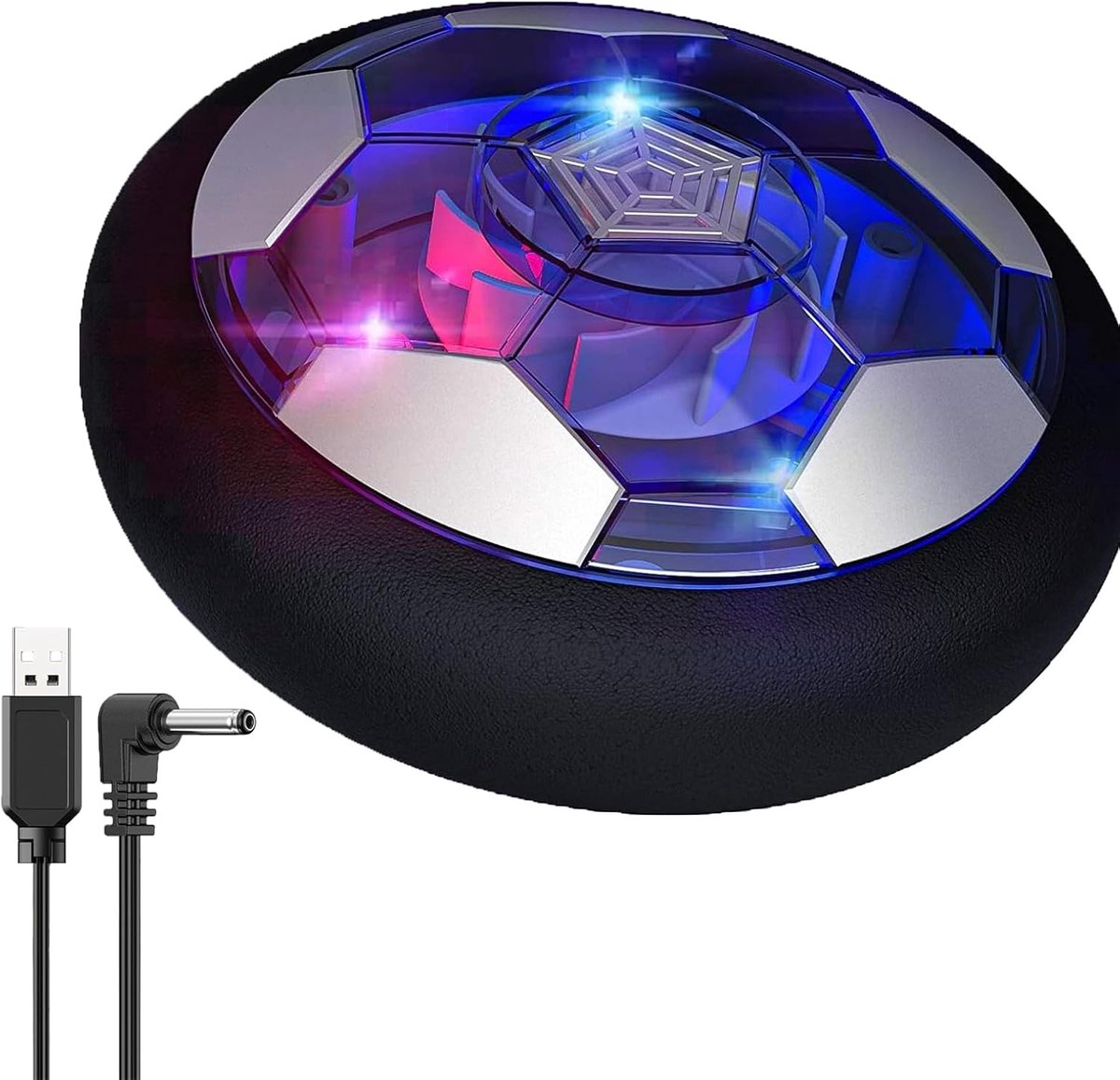Sander Shop Hover-voetbal, Air Power voetbal, oplaadbare hoverball met ledverlichting, speelgoed voor binnen en buiten, voor kinderen van 3 tot 12 jaar