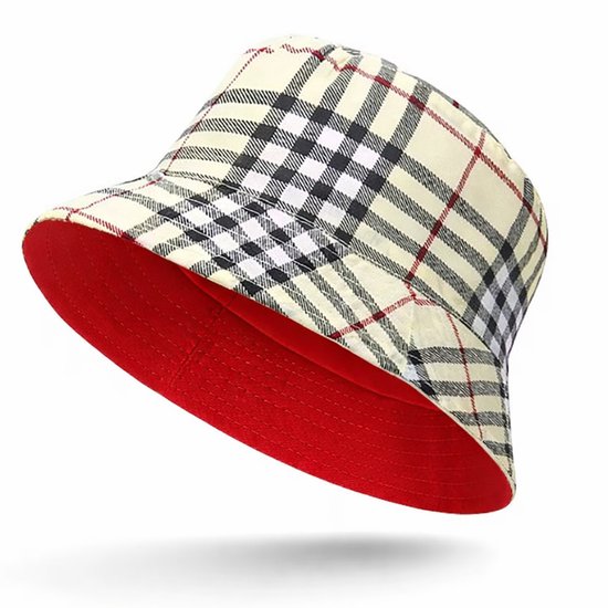 Hoed - Vissershoedje - Bucket Hat - Heren Dames - Rood – Strepen – Zonnehoed – 2 Manieren om te dagen