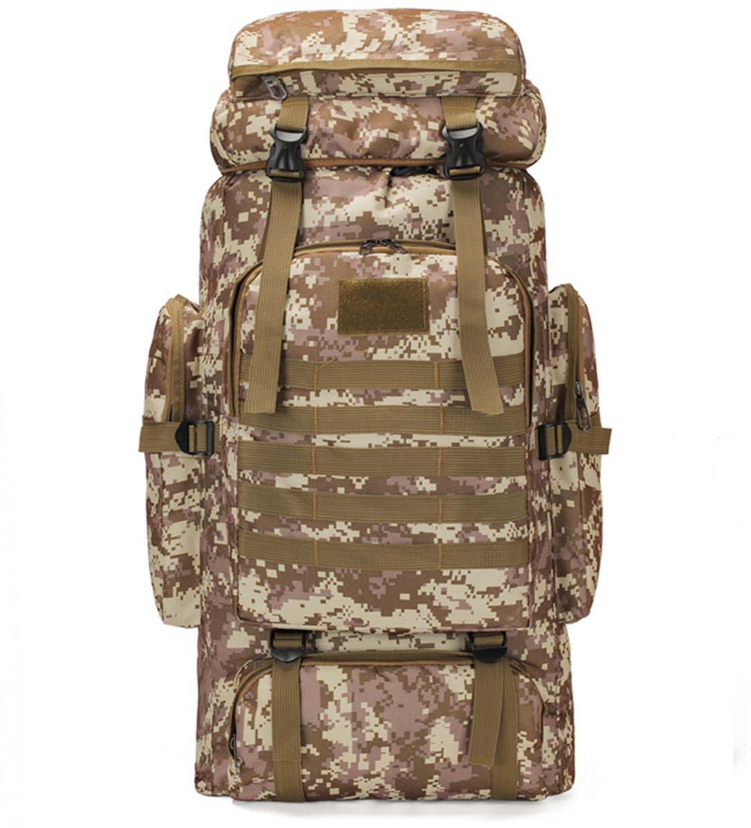 Waterproofe Wandelrugzak, Grote Outdoor Rugzak voor Hiking, Trekking en Kamperen, Upgrade Duurzame Rits en Stiksels, Systeem, Ergonomisch Ademend Rugpaneel, camouflage 3-70L