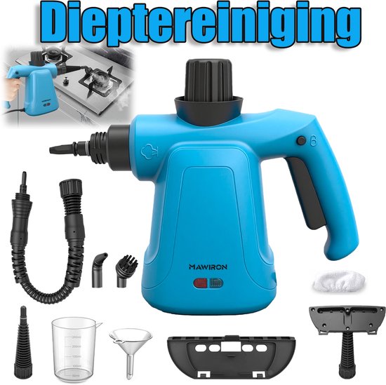 Handmatige Stoomreiniger – Hoge Druk Multifunctionele Stoomreiniger 1050W met 9 Accessoires | Draagbare Chemicaliënvrije Stoomreiniger voor Huis, Keuken, Badkamer, Tegels, Voegen, Stoffering & Auto's