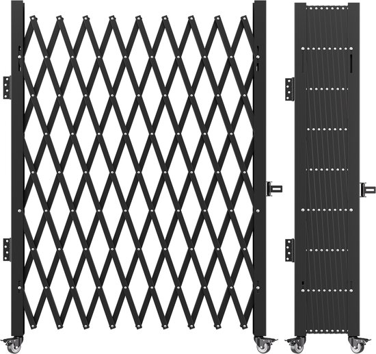 VEVOR Enkele Opvouwbare Veiligheidspoort Vouwdeur, Accordeon Stalen Veiligheidspoort, Flexibele Uitbreidbare Veiligheidspoort, 360 ° Rollende Barricadepoort, Schaarpoort / Deur met Hangslot