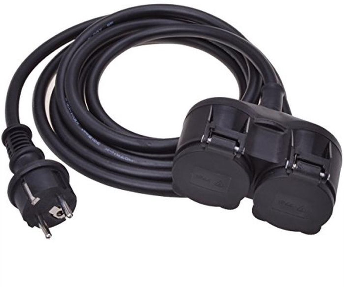 Verlengsnoer Outdoor 3 Meter met Waterdichte Stopcontacten