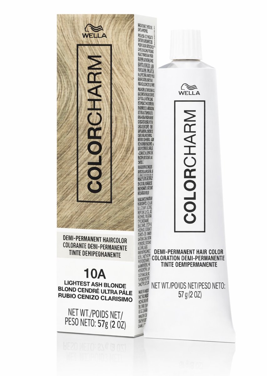 Wella Color Charm Demi-Permanent Hair Color 10A + developer - Lightest Ash Blonde – Ash Blonde Toner – 57ml