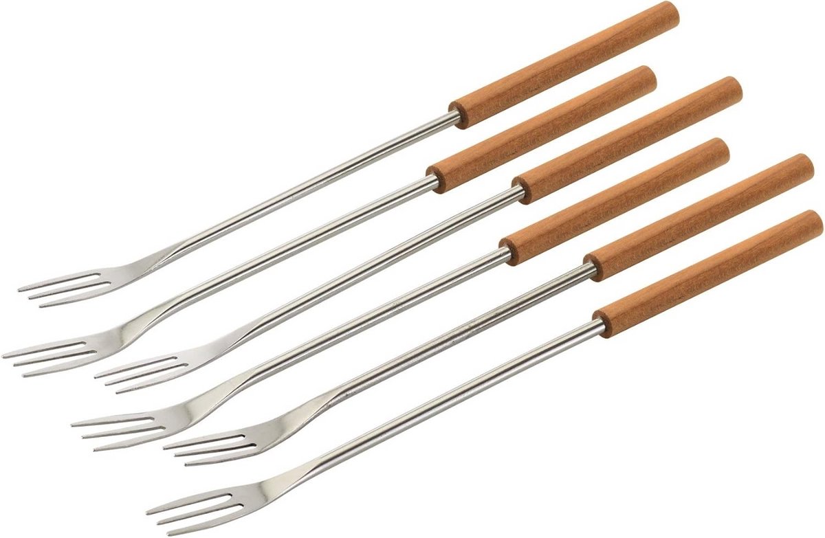 Kaas- en Vleesfondue Vorken Set van 6 - Hout en RVS