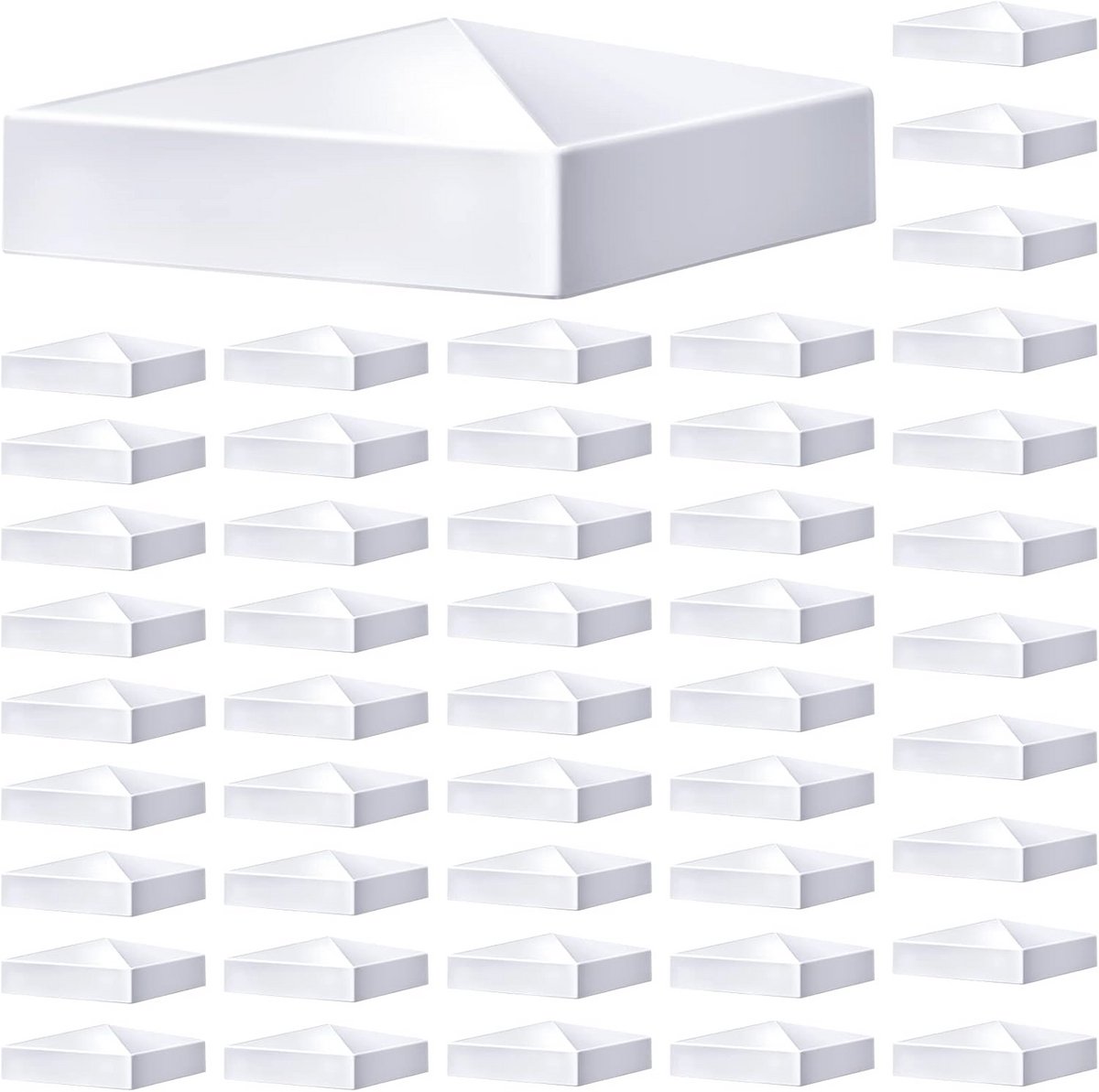 Witte PVC Vinyl Post Top Caps voor Hek en Deck - 48 Stuks 10x10 cm