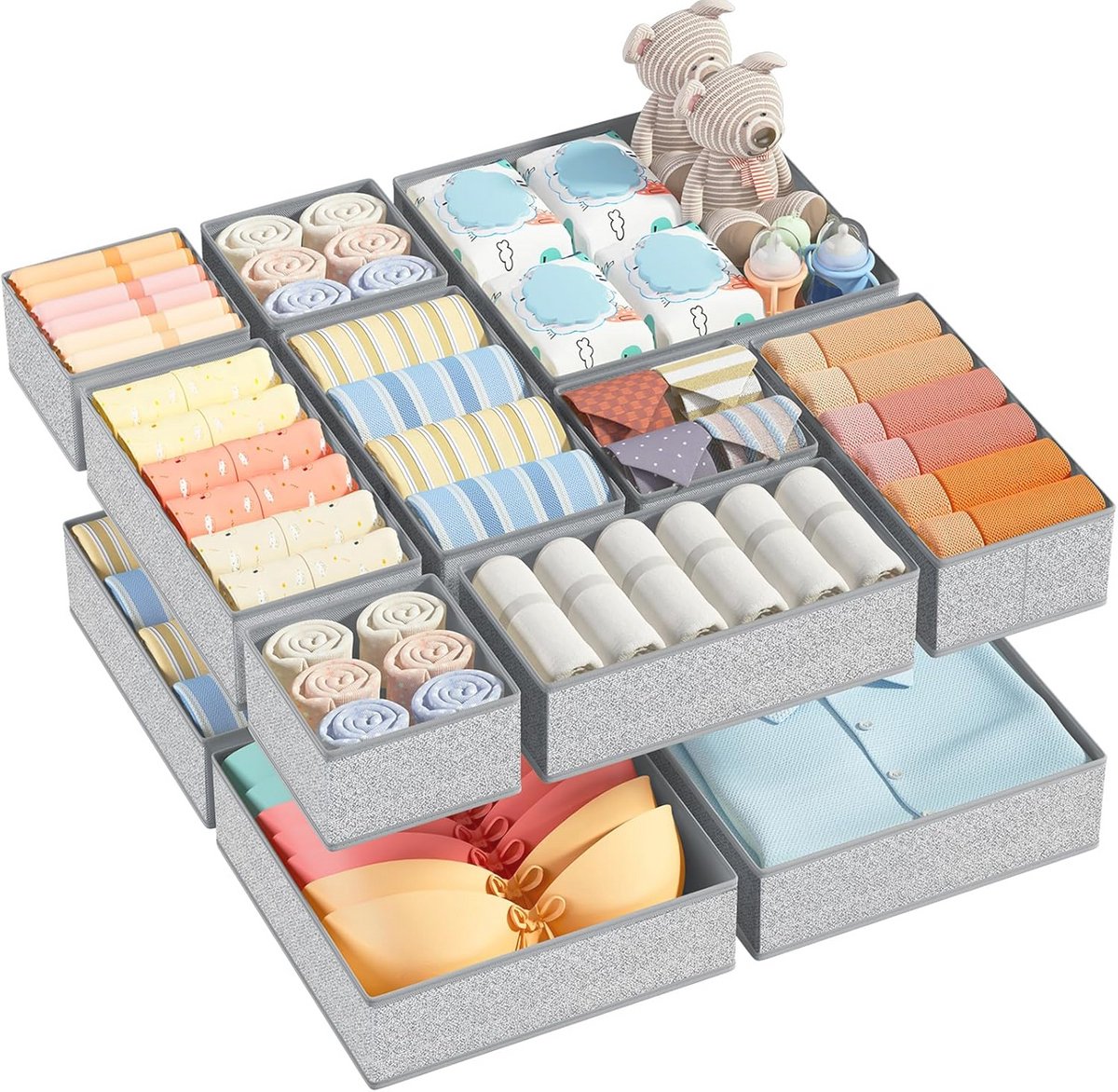 Lade Organizer voor Sokken en Ondergoed - Grijs - 12 Stuks