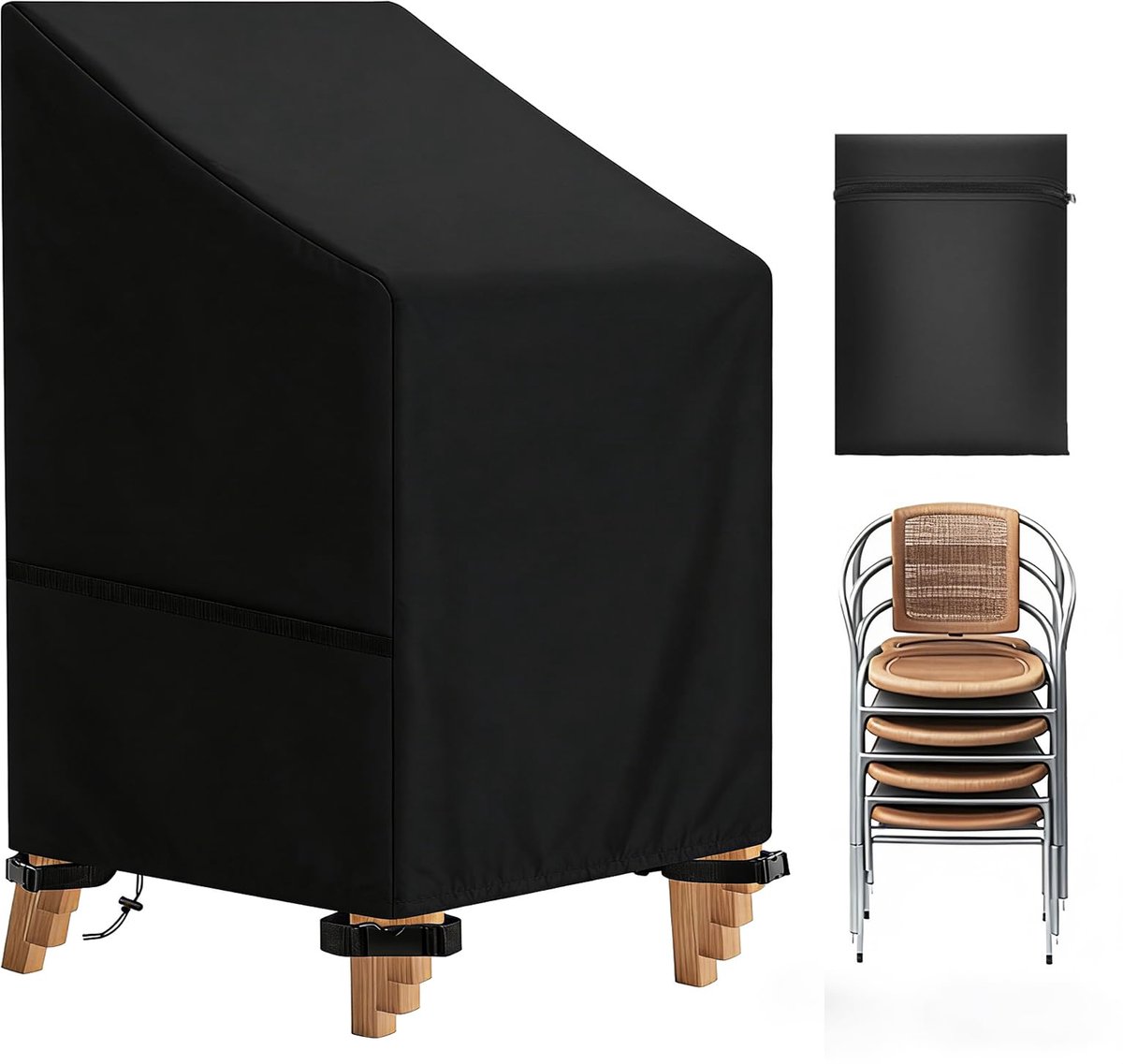 Imperatoris Tuinmeubelhoes - Beschermhoes voor Tuinset - Waterdicht en UV-bestendig - Afdekzeil voor Stoelen - Zwart Zwarte