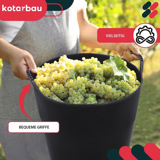 Elastisch rubberrek 42L zwart met handgrepen - Flexibele tuinmand — afbeelding 3