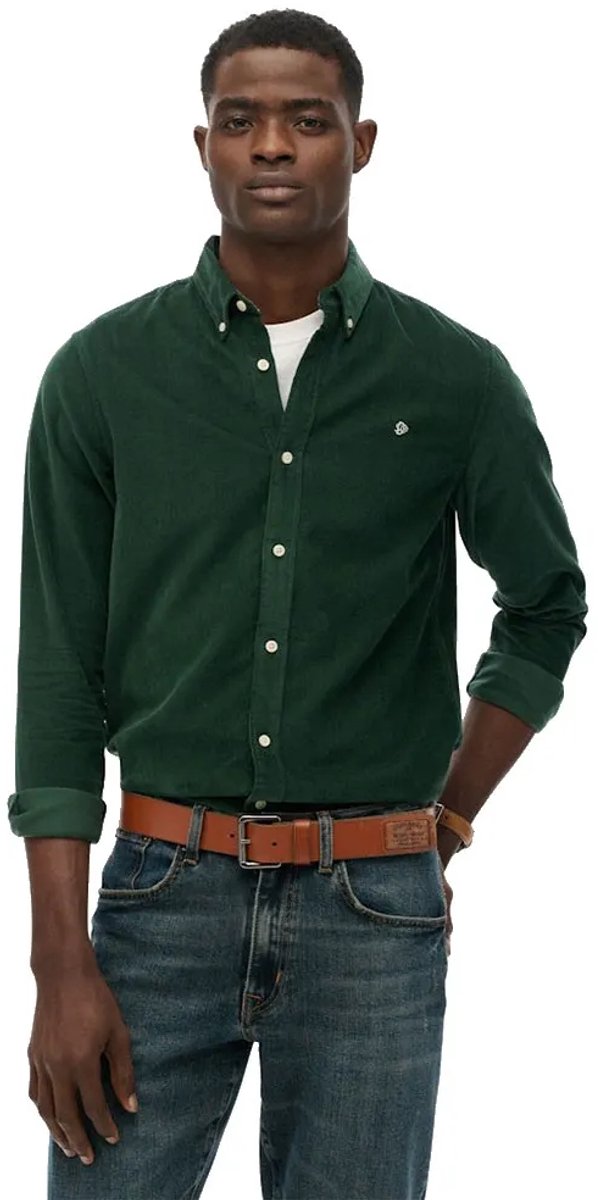 Superdry Classic Needle Cord Overhemd Heren Lange mouwen shirts Groen