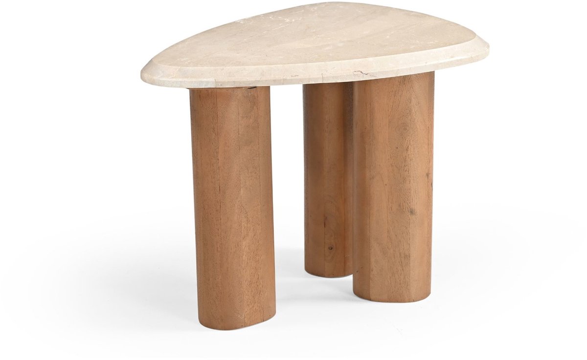 Starfurn Bijzettafel Nuvé - Organisch Hout/Marmer - 60x45x46cm Naturel