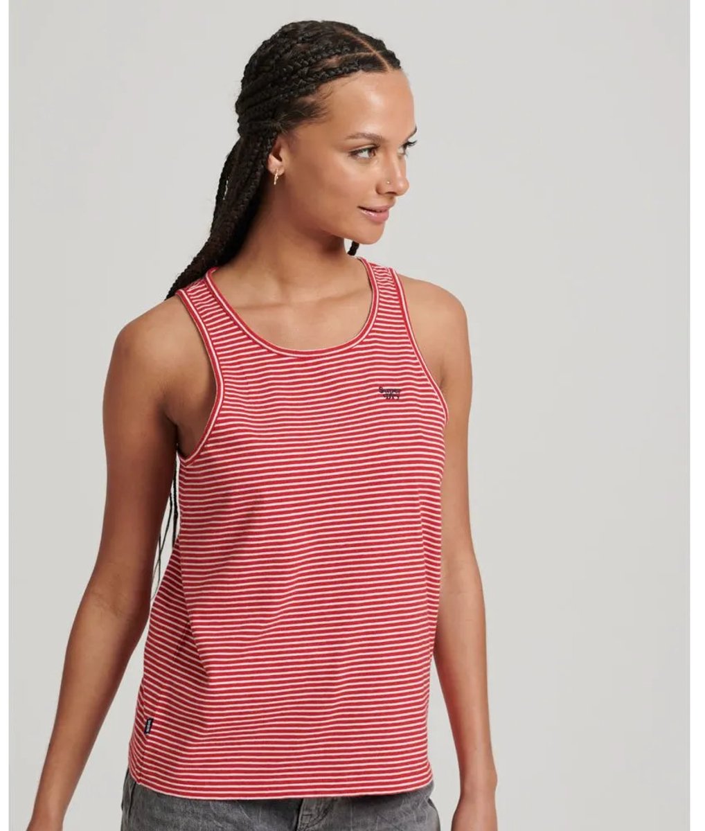 Superdry Vintage Logo Emb Stripe Mouwloos T-shirt 2XS Vrouw Rood