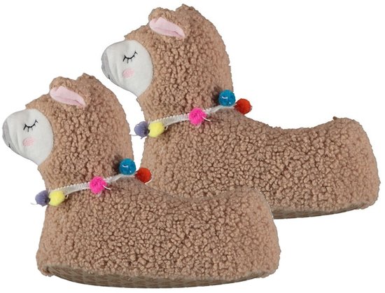 Alpaca Pantoffels - Kinderen - Lichtbruin