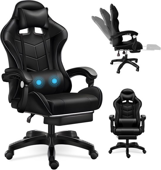 Massage Gaming Stoel met Masserende Lendensteun - Massage - €99,99