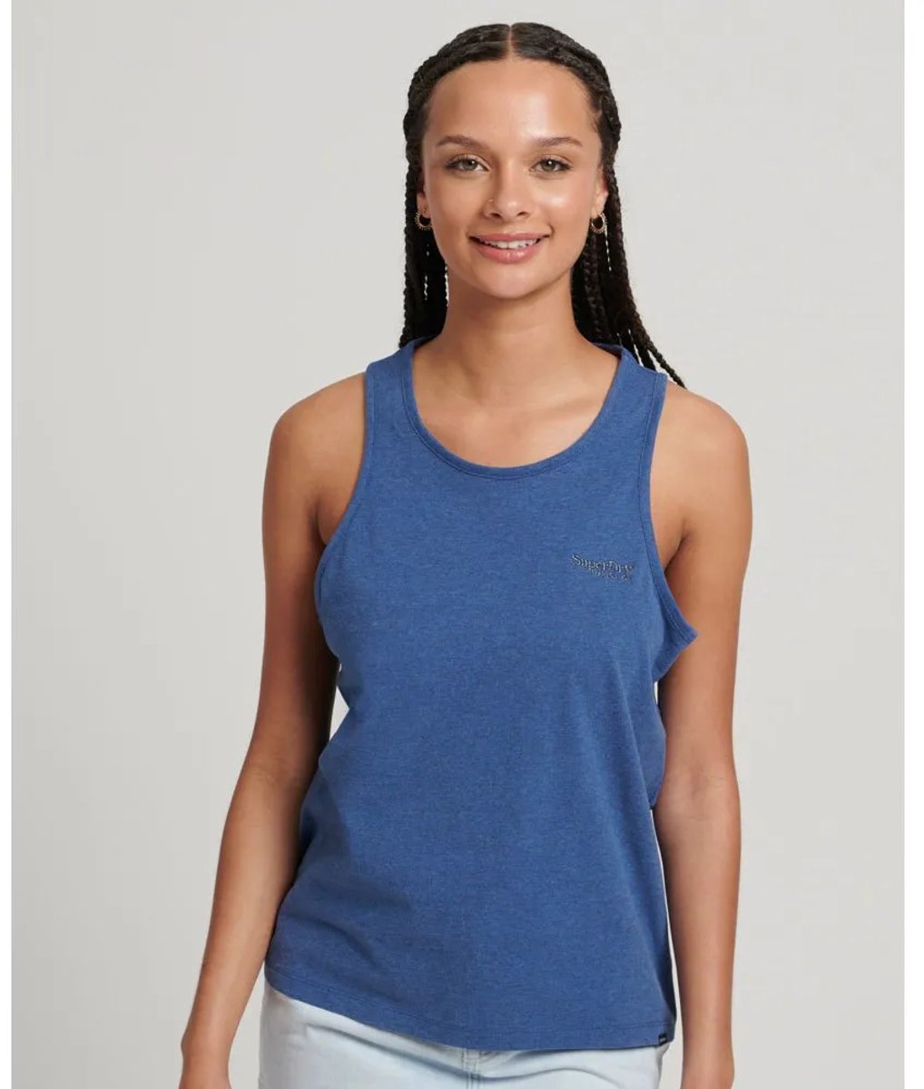 Superdry Vintage Logo Mouwloos T-shirt S Vrouw Blauw
