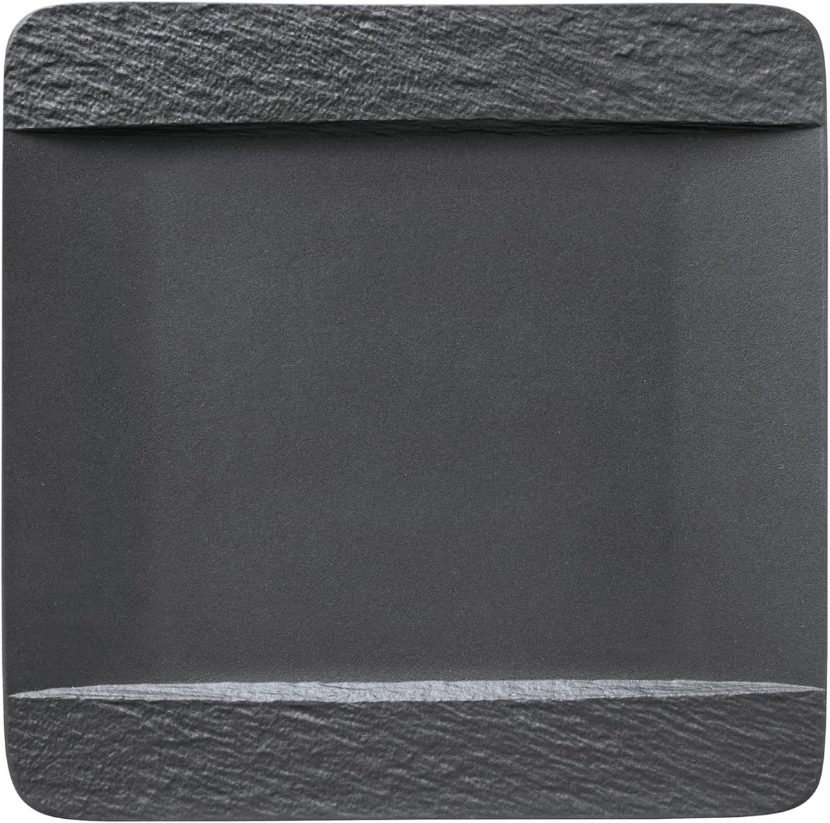 Vierkant Serviesbord 28 cm - Zwart Grijs Premium Porselein Leisteenlook - Geschikt voor Vaatwasser en Magnetron