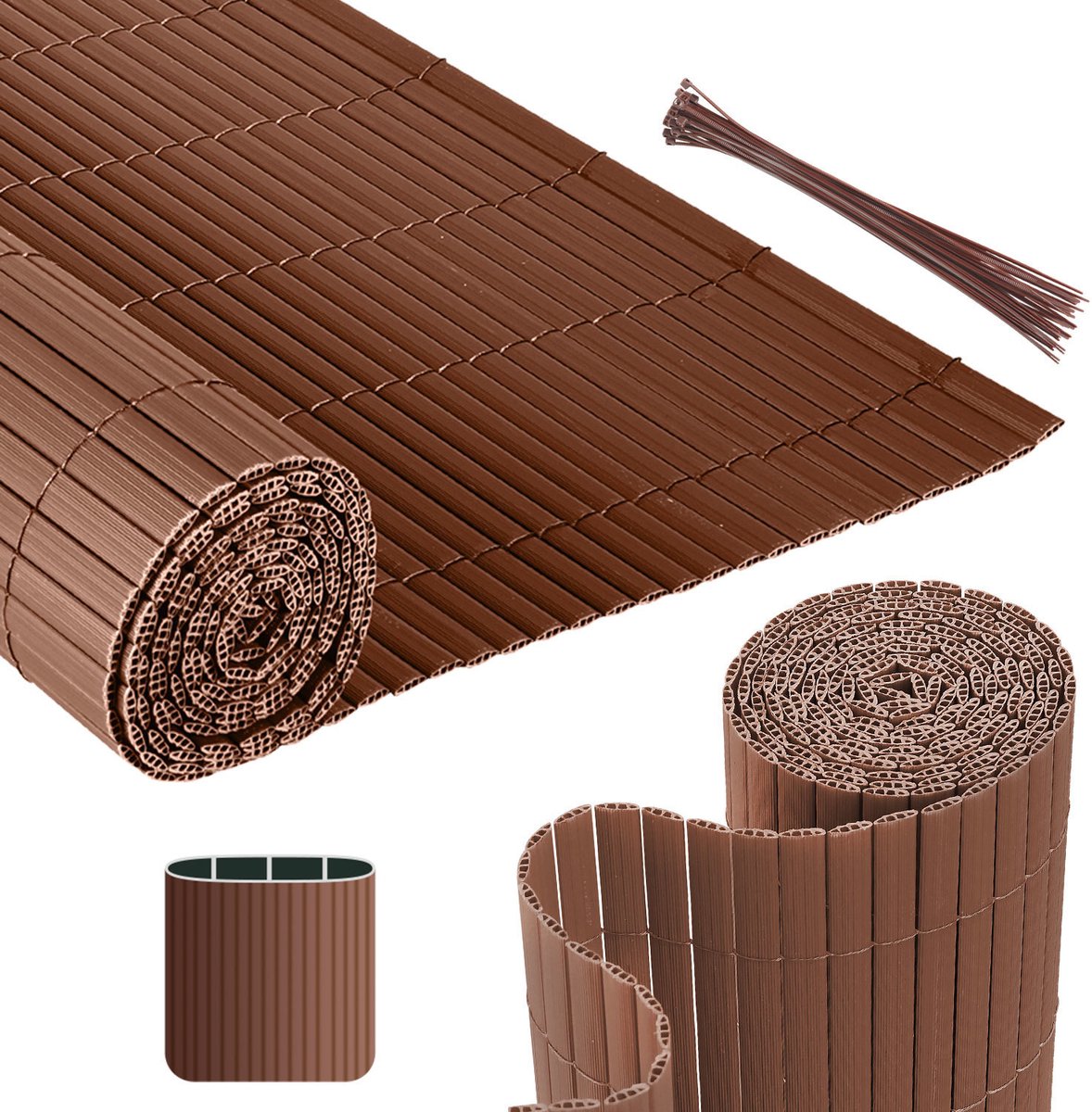 1.4 x 5 m PVC Tuinscherm voor Privacy – Tuinafscheiding & Balkonscherm – Bruin