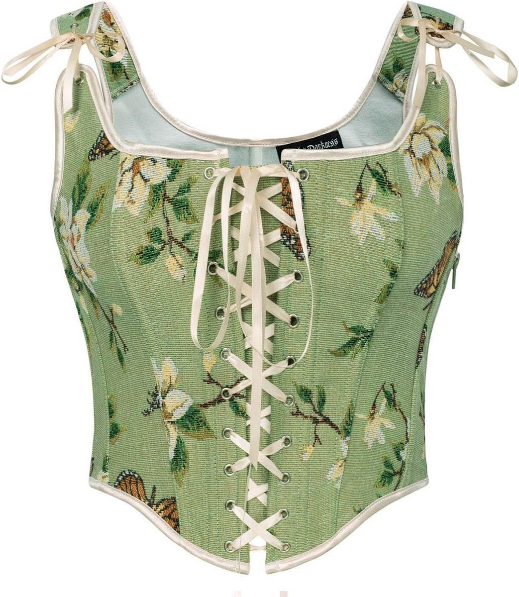 Vintage Corset Top Dames met Bloemenprint en Veterdetail - Renaissance Stijl