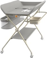 PIPIPOXER-Verschoontafel-Opvouwbare commode, in hoogte verstelbaar, met opbergmand voor pasgeborenen, Grijs