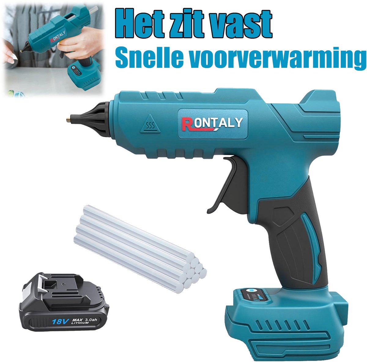 Heetlijmpistool brandwerend mini-lijmpistool met 10 lijmstiften 11mm geüpgradede versie, 100W heetlijmpistool snelle opwarming voor DIY knutselprojecten en snelle huisreparaties.