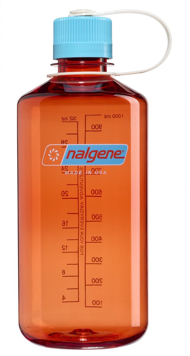 Nalgene - Narrow Mouth Bottle - drinkfles - waterfles - 1000ml - BPA free - SUSTAIN - Flame w/Blue Atoll NIEUW