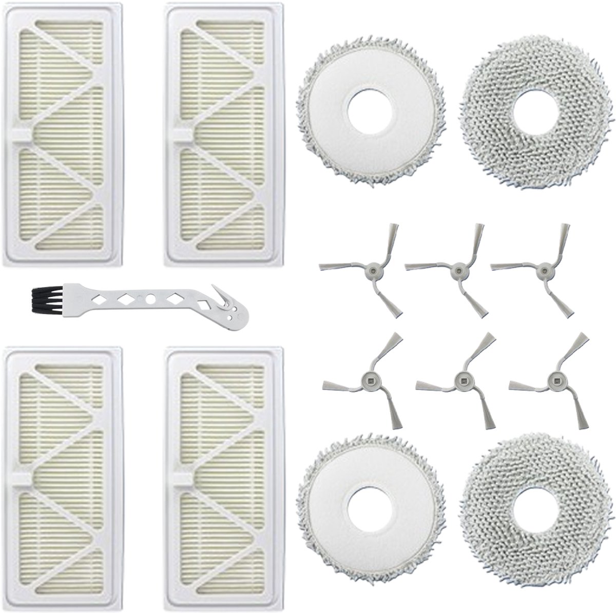 15 stuks vervangende accessoires - geschikt voor DJI ROMO S - ROMO A - ROMO P robotstofzuiger - 6 zijborstels - 4 HEPA-filter - 4 dweilpads - 1 reinigingsgereedschap