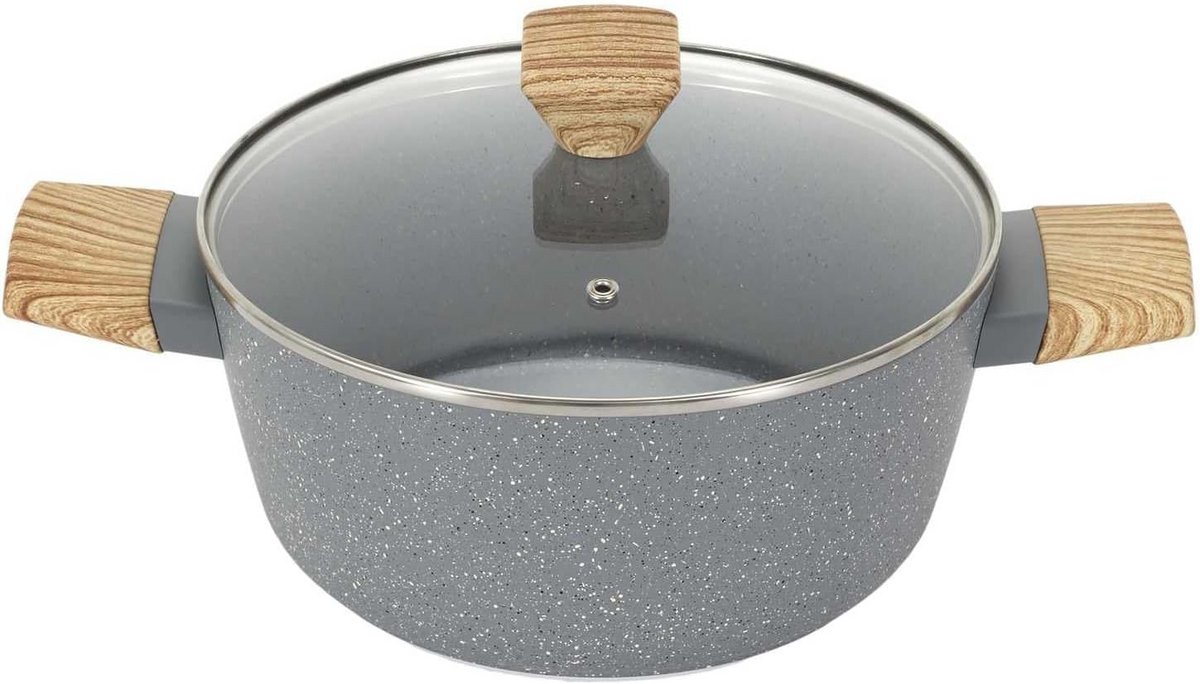 28 cm braadpan van gegoten aluminium met anti-aanbaklaag en houteffect handvat - ideaal voor stoofschotels en groenten